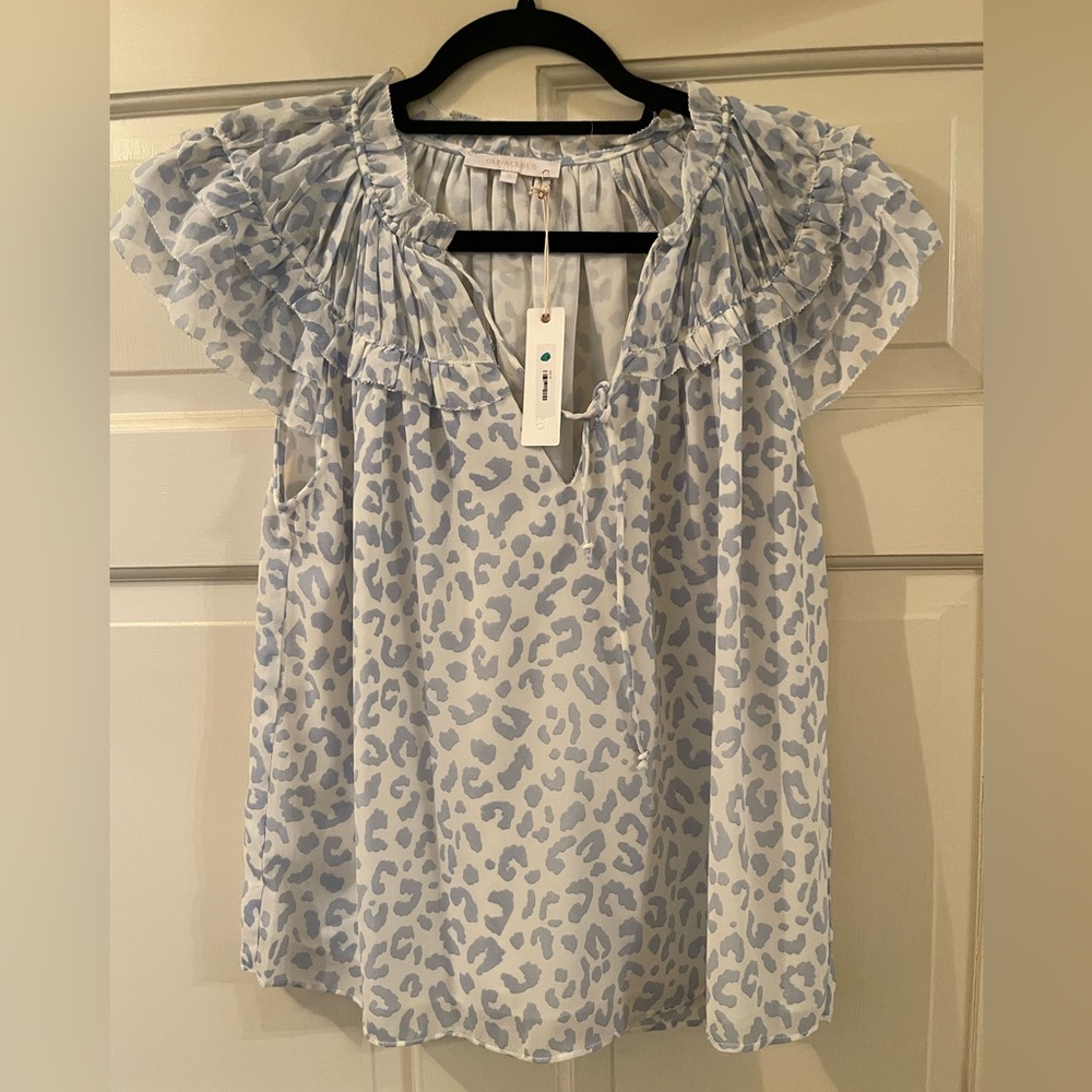Olivaceous blue leopard top. NWT.